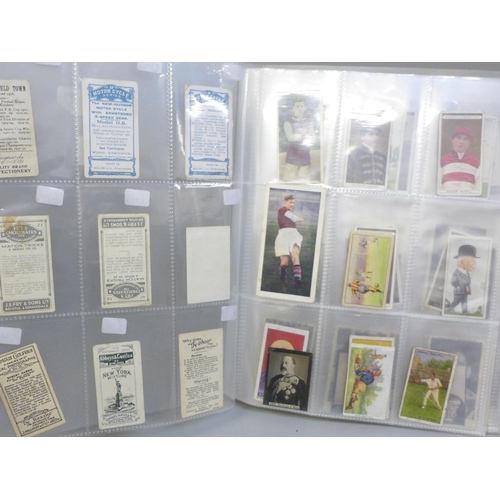 686 - Cigarette cards - an album of better individual cards, etc., the first page of 9 cards, catalogues a... 