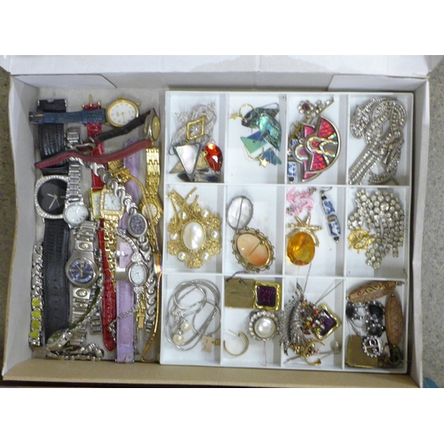 696 - A collection of costume jewellery and wristwatches