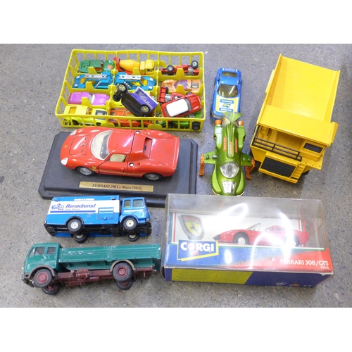 714 - Die-cast model vehicles, Joal tipper truck, UFO interceptor, etc.