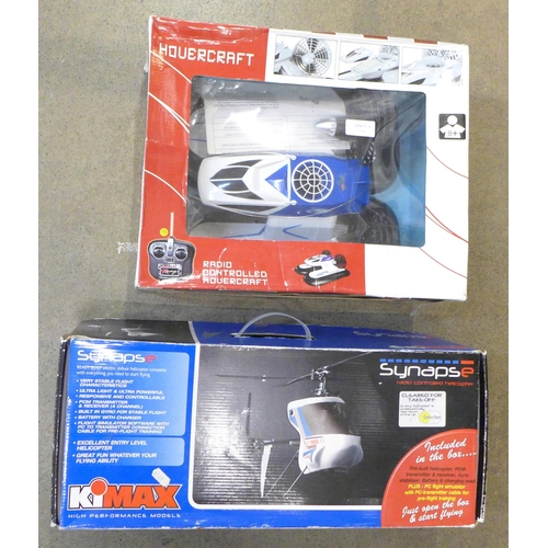 733 - A Maplin radio controlled model hovercraft and Kimax helicopter, boxed