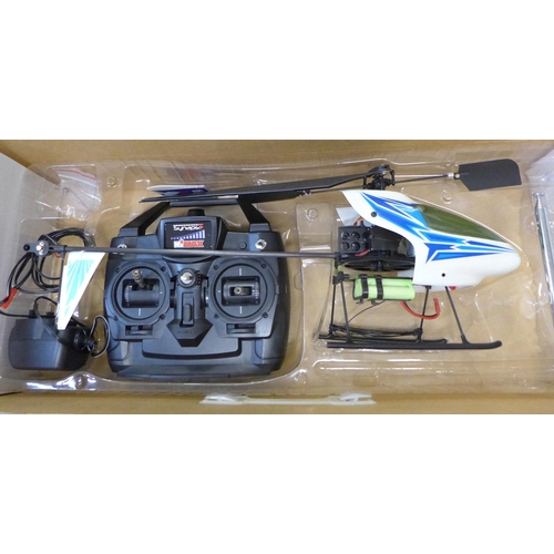 733 - A Maplin radio controlled model hovercraft and Kimax helicopter, boxed