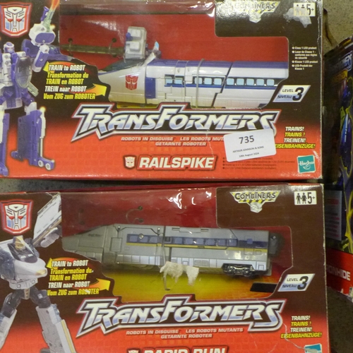 735 - Five Transformers by Hasbro, boxed