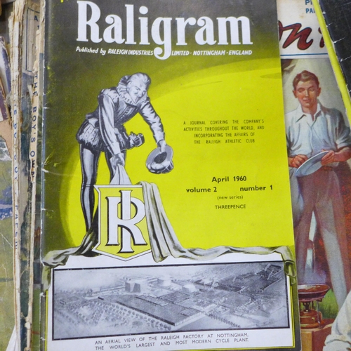 738 - Five The Raligram Raleigh Cycles journals, six The Connoisseur magazines, 1930s and seventeen The Bo... 