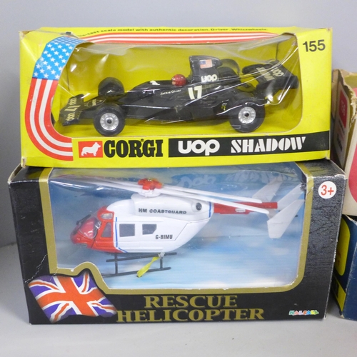 745 - A collection of boxed model vehicles and aircraft including three Corgi Formula 1 cars 151, 156, 155... 