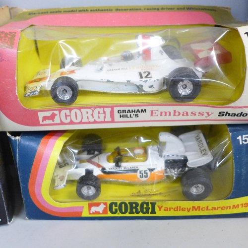 745 - A collection of boxed model vehicles and aircraft including three Corgi Formula 1 cars 151, 156, 155... 