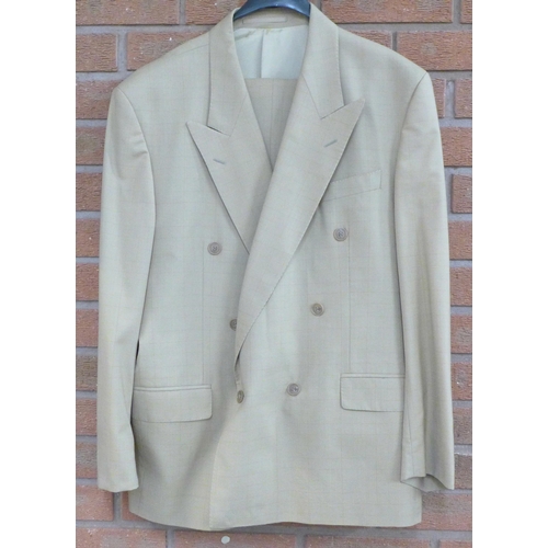 755 - An Yves St Laurent gents lightweight double-breasted pure wool suit, Prince of Wales check, size 54R... 