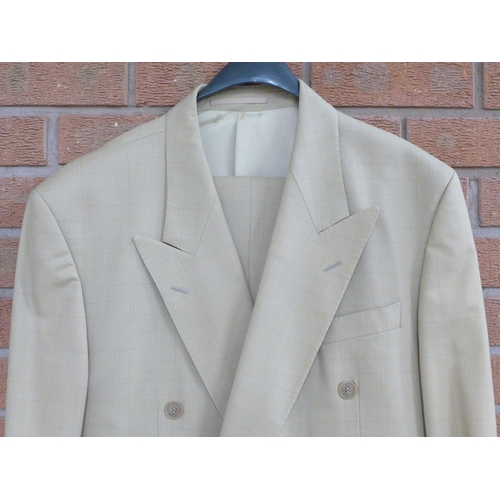 755 - An Yves St Laurent gents lightweight double-breasted pure wool suit, Prince of Wales check, size 54R... 