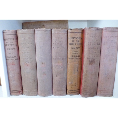 758 - Fortescue's A History of the British Army, volumes I-XI (volume IV in 2 parts) with 3 volumes of map... 