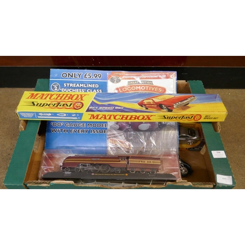 766 - Boxed toys including Matchbox Superfast SF-1 Speed Set, RoadBot Supra, Churchill Tank, OO gauge plas... 