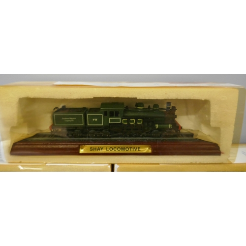 769 - Nine model locomotives for display purposes, boxed