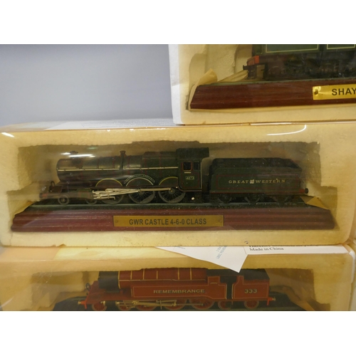 769 - Nine model locomotives for display purposes, boxed