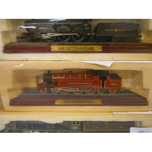 769 - Nine model locomotives for display purposes, boxed