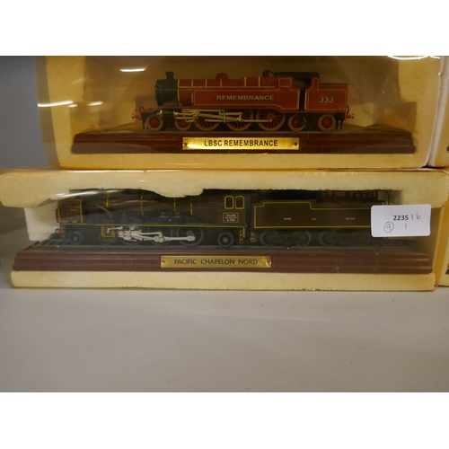 769 - Nine model locomotives for display purposes, boxed