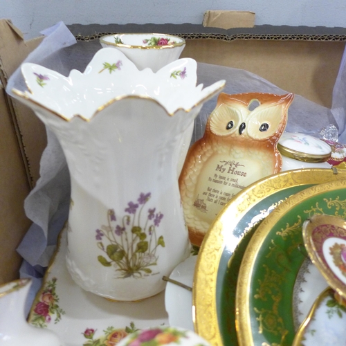 771 - A box of china including Royal Albert Old Country Roses, Limoges, etc. **PLEASE NOTE THIS LOT IS NOT... 