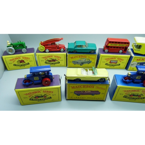 817 - A collection of ten Matchbox model vehicles, boxed, one box a/f