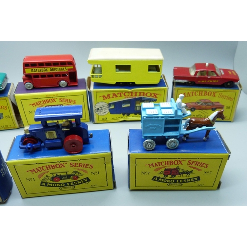 817 - A collection of ten Matchbox model vehicles, boxed, one box a/f