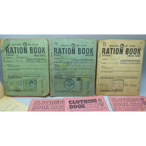 825 - A collection of Ration Books, clothing book, motor fuel ration book, etc.