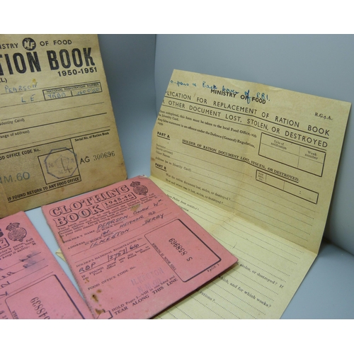 825 - A collection of Ration Books, clothing book, motor fuel ration book, etc.