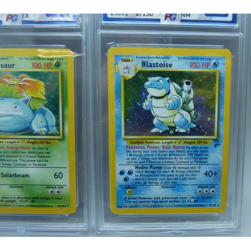 829 - Two Pokégrade Pokemon cards - 2000 base II Blastoise Holo grade 6 and 1999 base Venwaur holo grade 5