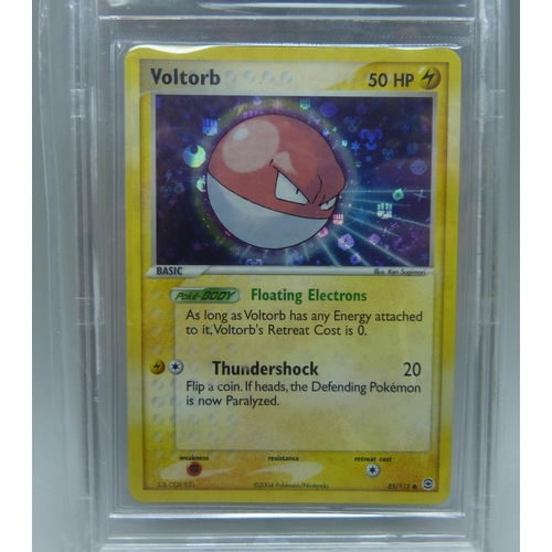 830 - An Only Graded 2004 Pokemon Ex Fire Red and Leaf Green Voltorb holo card, grade 9