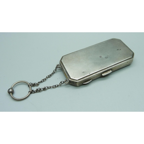 854 - A silver compact with gilt interior, Birmingham 1919, Henry Matthews, 77.5g, 4cm x 8cm