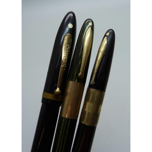 879 - Ten vintage Sheaffer fountain pens, Lifetime, Imperial and Triumph, etc., (seven with 14ct gold nibs... 