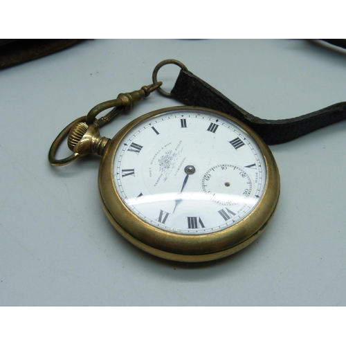 880 - A silver pocket watch and a Thomas Russell pocket watch in an Elgin rolled gold case 