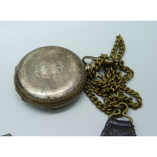 880 - A silver pocket watch and a Thomas Russell pocket watch in an Elgin rolled gold case 