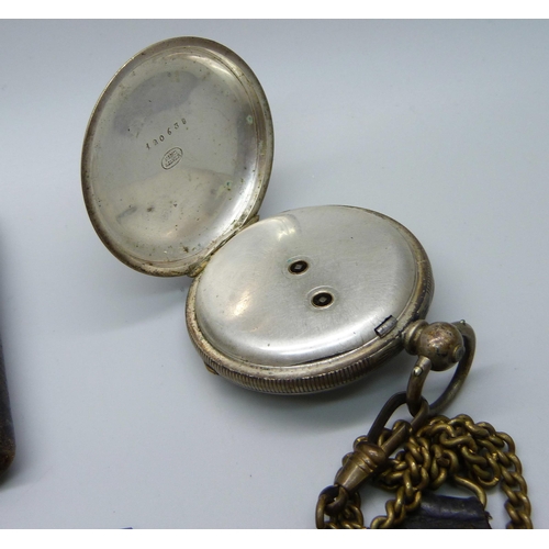 880 - A silver pocket watch and a Thomas Russell pocket watch in an Elgin rolled gold case 