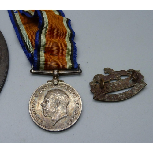 882 - A death plaque to William Frank Cook, a WWI British War Medal L/Cpl. W.F. Cook 2nd S.A.I. with match... 