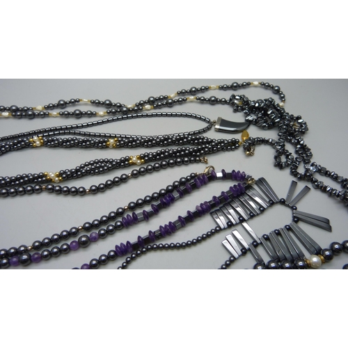 888 - A collection of hematite jewellery