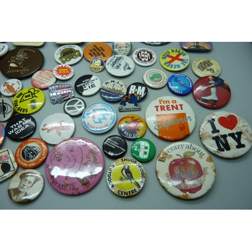 911 - A collection of vintage pin badges, over 50