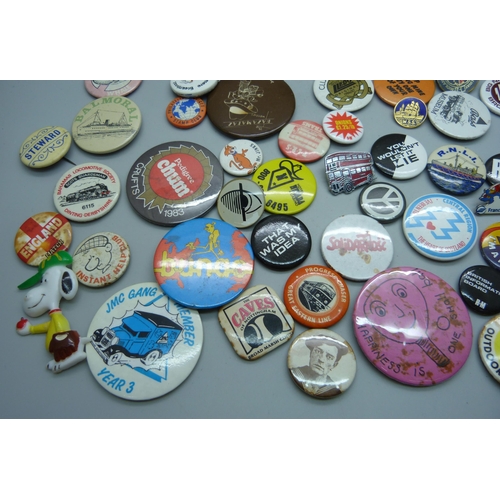 911 - A collection of vintage pin badges, over 50