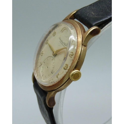 938 - A 9ct gold International Watch Company Schaffhausen wristwatch, case back bears inscription dated 19... 