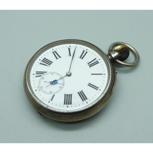 942 - A Longines 935 silver pocket watch, inner case bears inscription dated 1906, (Katoomba association, ... 