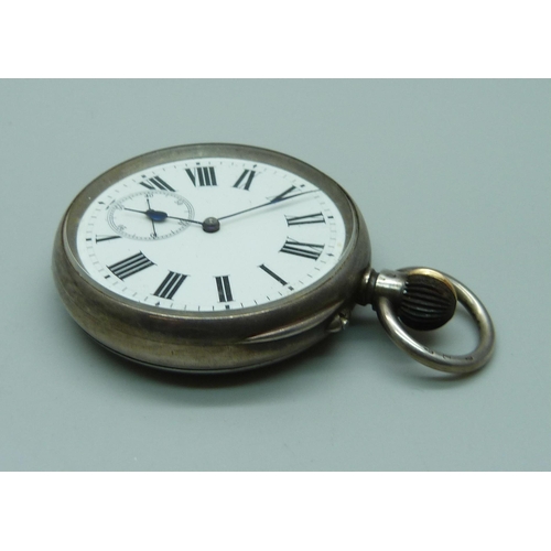 942 - A Longines 935 silver pocket watch, inner case bears inscription dated 1906, (Katoomba association, ... 