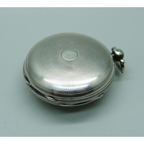 943 - A silver fusee pocket watch, London 1839, (chain broken)