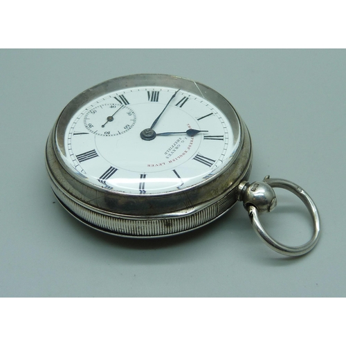 945 - A silver pocket watch with key, Graves, Sheffield