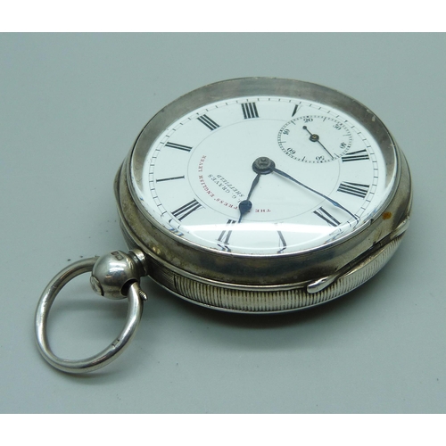 945 - A silver pocket watch with key, Graves, Sheffield