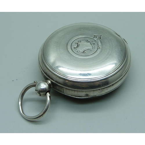 945 - A silver pocket watch with key, Graves, Sheffield