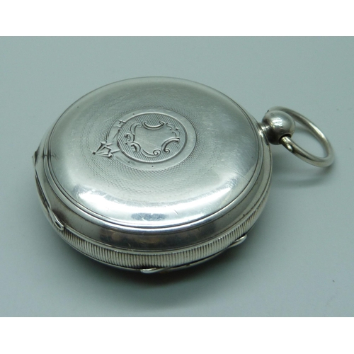 945 - A silver pocket watch with key, Graves, Sheffield