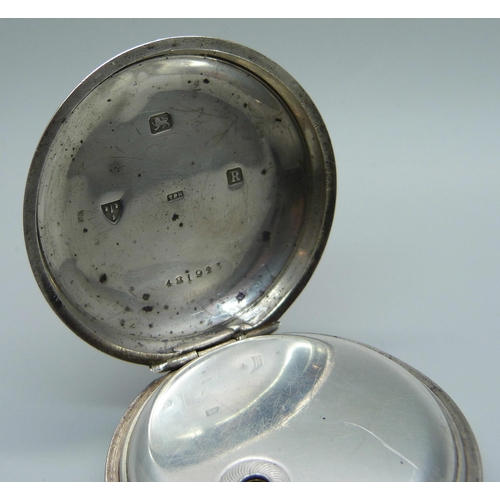 945 - A silver pocket watch with key, Graves, Sheffield