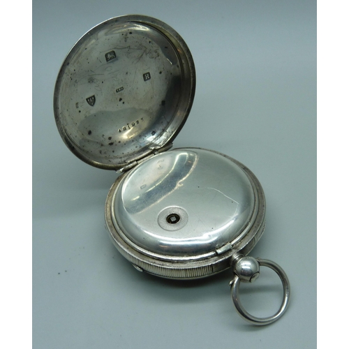 945 - A silver pocket watch with key, Graves, Sheffield