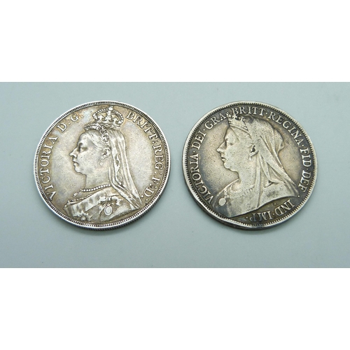 977 - Two silver crowns, 1890 and 1893