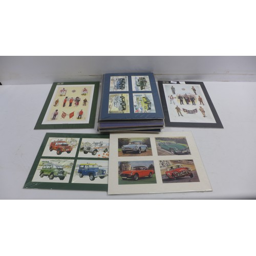 2067 - 21 framed prints, MDST motorcycle - some cars and others