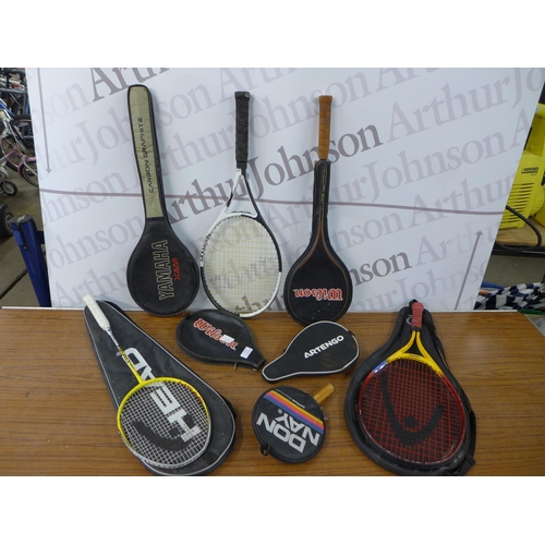 2321 - A quantity of sports rackets including: table tennis, badminton and squash