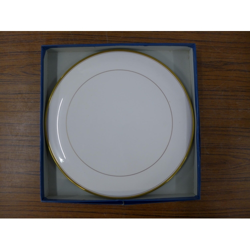 2329 - An Aztec 24 piece cutlery set, a Royal Worcester cake plate and 4 Royal Doulton glasses