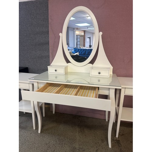 1517 - An Ikea white dressing table and pair of bedside tables