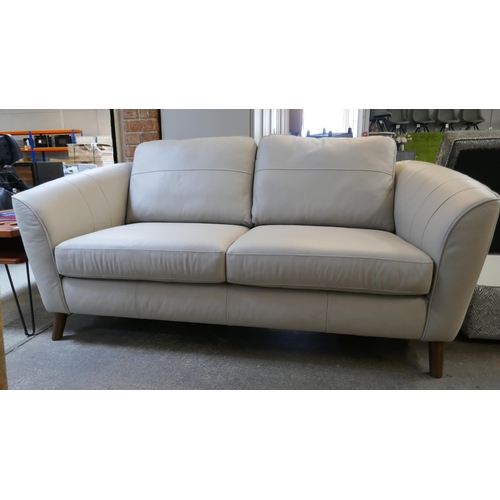 1490 - A stone leather three seater sofa - Brand new RRP £1479