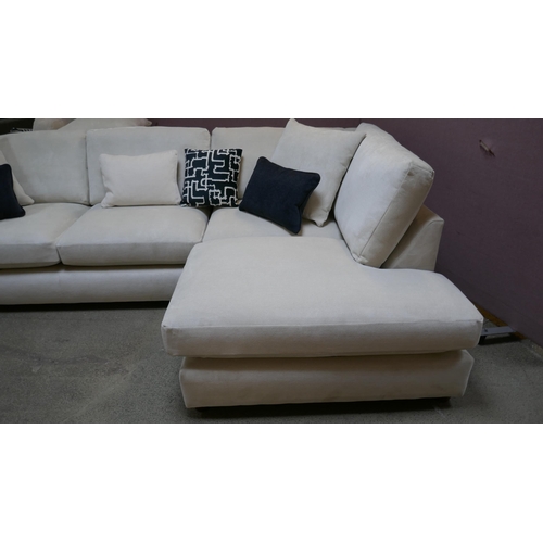 1495 - An ivory textured velvet corner sofa - Brand new RRP £2479